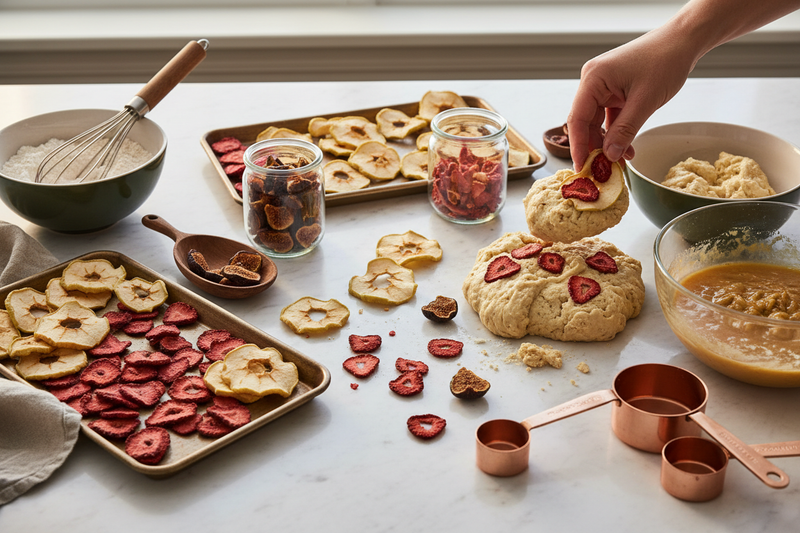 Dried fruits in baking prep